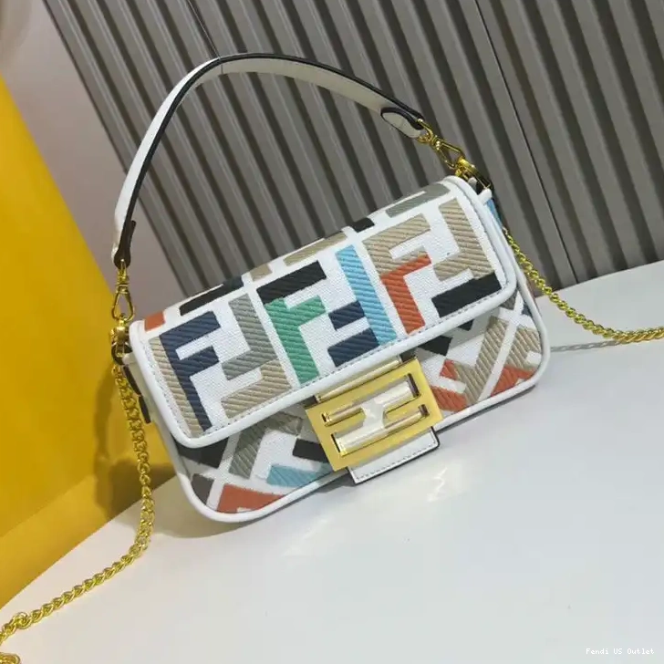 Vintage HOT Baguette Canvas Multi Fendi Mini White In Bag Motif FF 0430